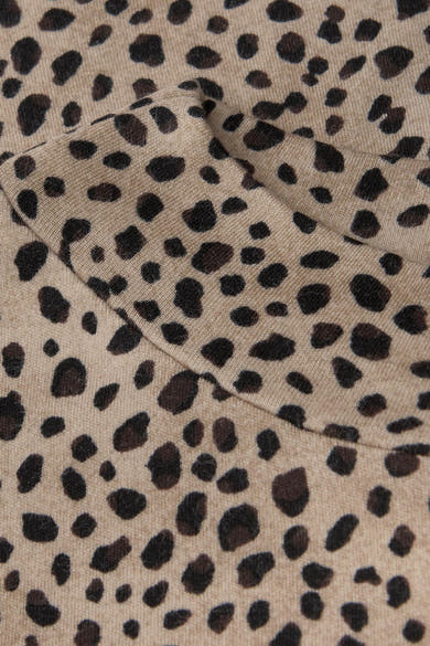 Lichtbruin T-shirt met lange mouwen en zwarte stippen van Street One, kreukelig dierenprint.
