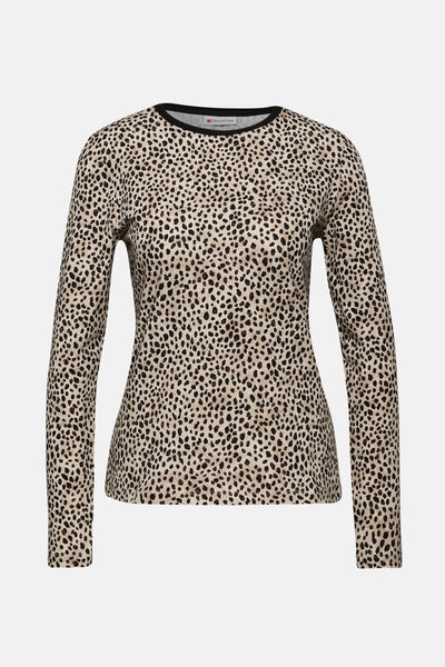 Top met lange mouwen met luipaardprint van Street One met contrasterende zwarte halslijn.