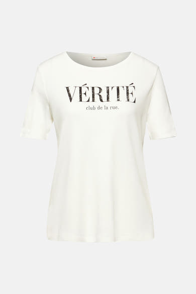 Wit T-shirt met korte mouwen van STREET ONE, met opdruk "Street Club Truth".