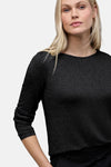 Top uni manches longues noir de Street One, avec texture brillante.