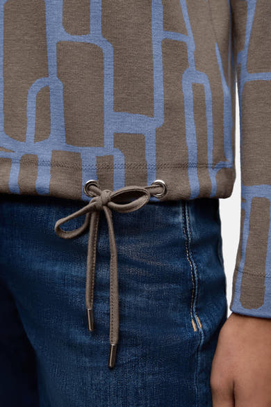 T-shirt à manches longues multicolore de Street One avec motif géométrique et cordon de serrage.