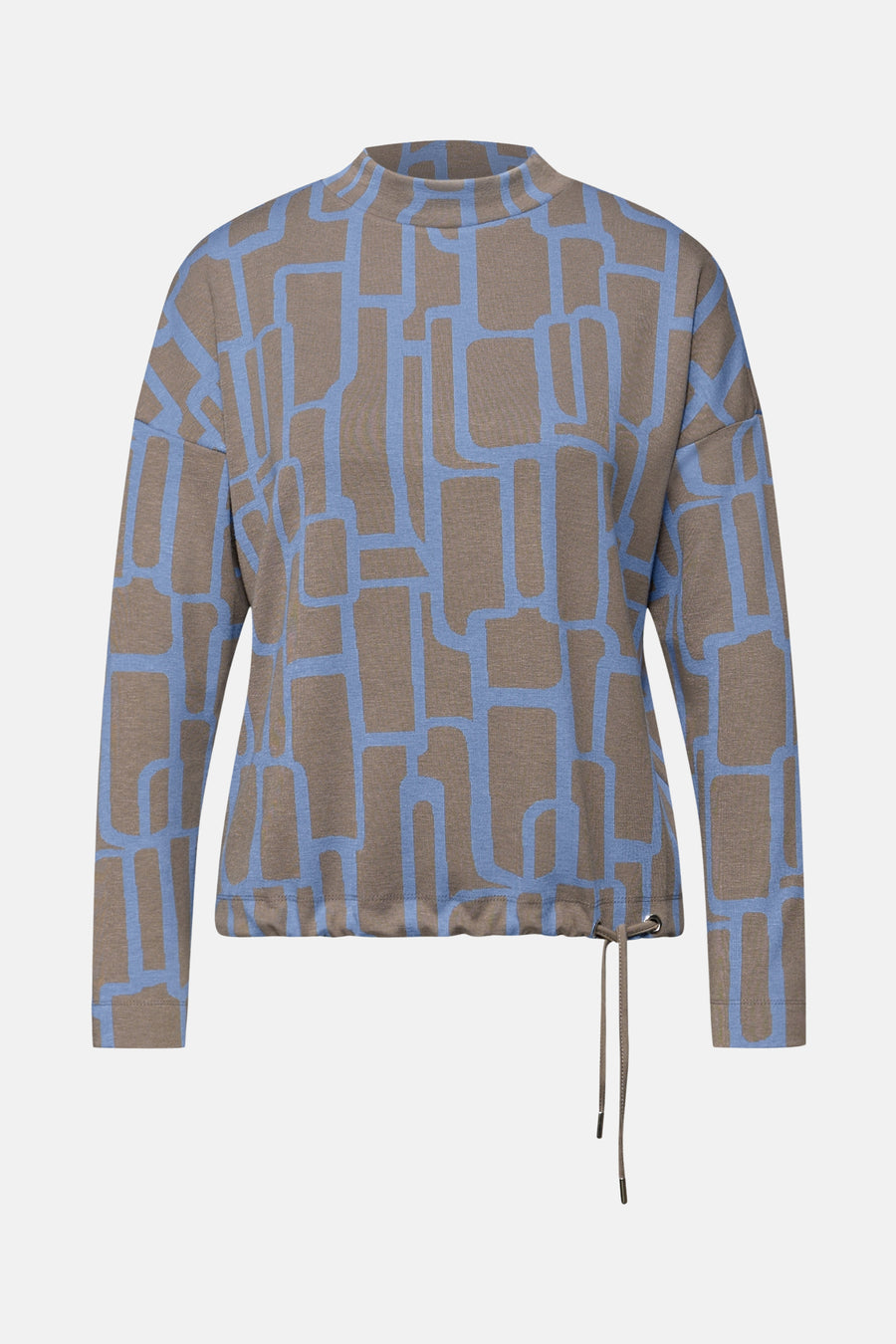 T-shirt à manches longues multicolore de Street One avec motif géométrique bleu.