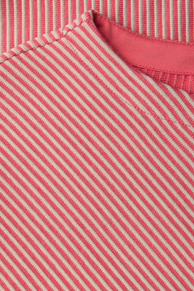 Top uni manches longues corail de STREET ONE avec un motif rayé rose et beige.