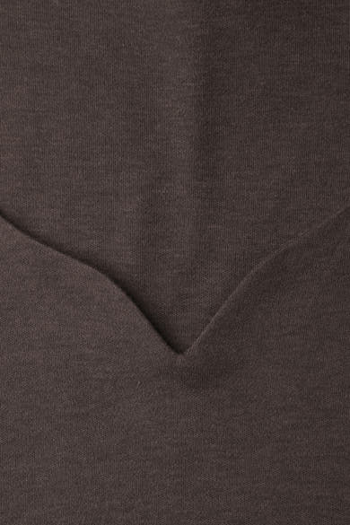 Bruin T-shirt met korte mouwen van STREET ONE, geribbelde breiseltextuur, V-hals.