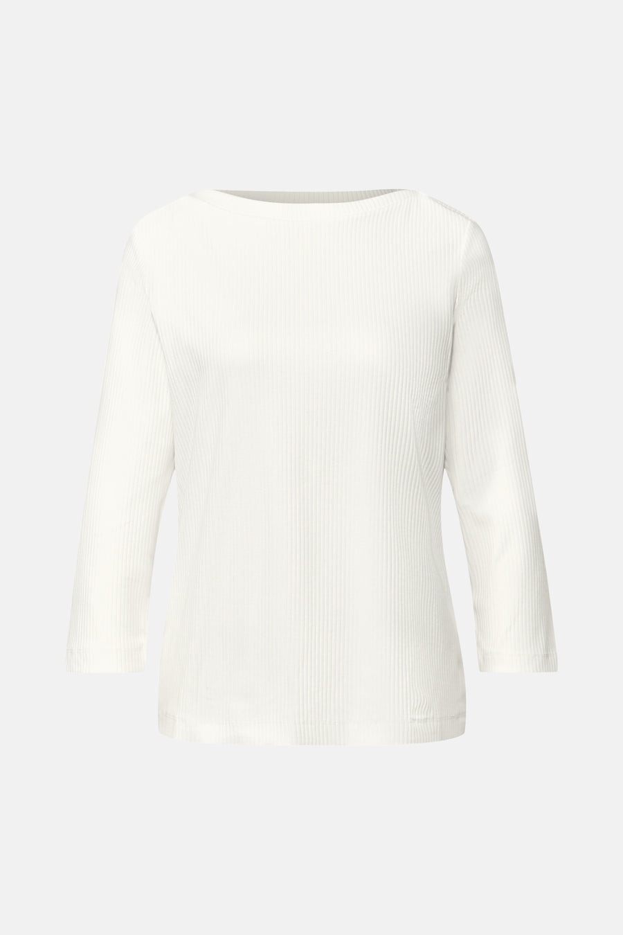Wit T-shirt met lange mouwen van Street One met verticale ribstructuur.