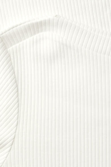 Wit T-shirt met lange mouwen van Street One in getextureerd ribgebreid materiaal.