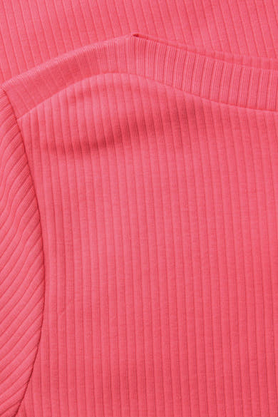 T-shirt à manches longues corail de Street One, en maille côtelée avec un col ras du cou.