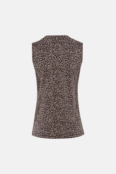 Mouwloos bruin top met luipaardprint van STREET ONE, achterzijde.