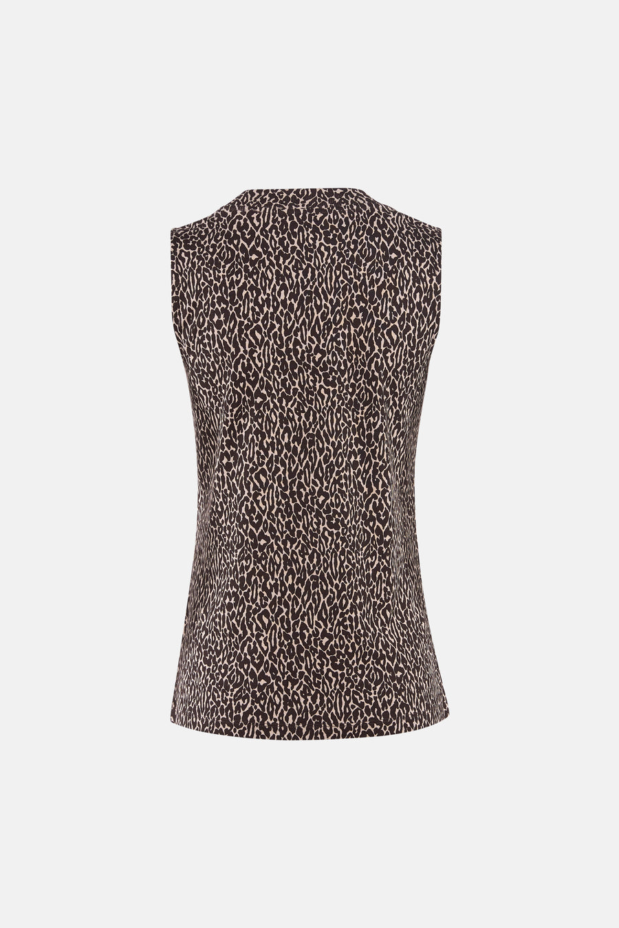 Mouwloos bruin top met luipaardprint van STREET ONE, achterzijde.