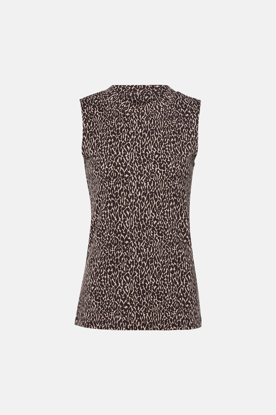 Mouwloos topje bruin van STREET ONE, met dierenprint.