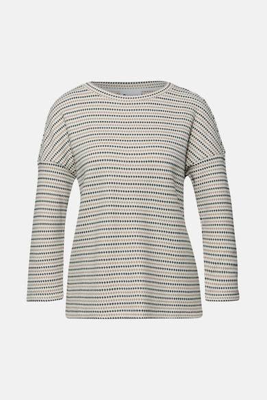 Multikleurig T-shirt met lange mouwen van Street One, met ruitpatroon op een gebroken witte achtergrond.