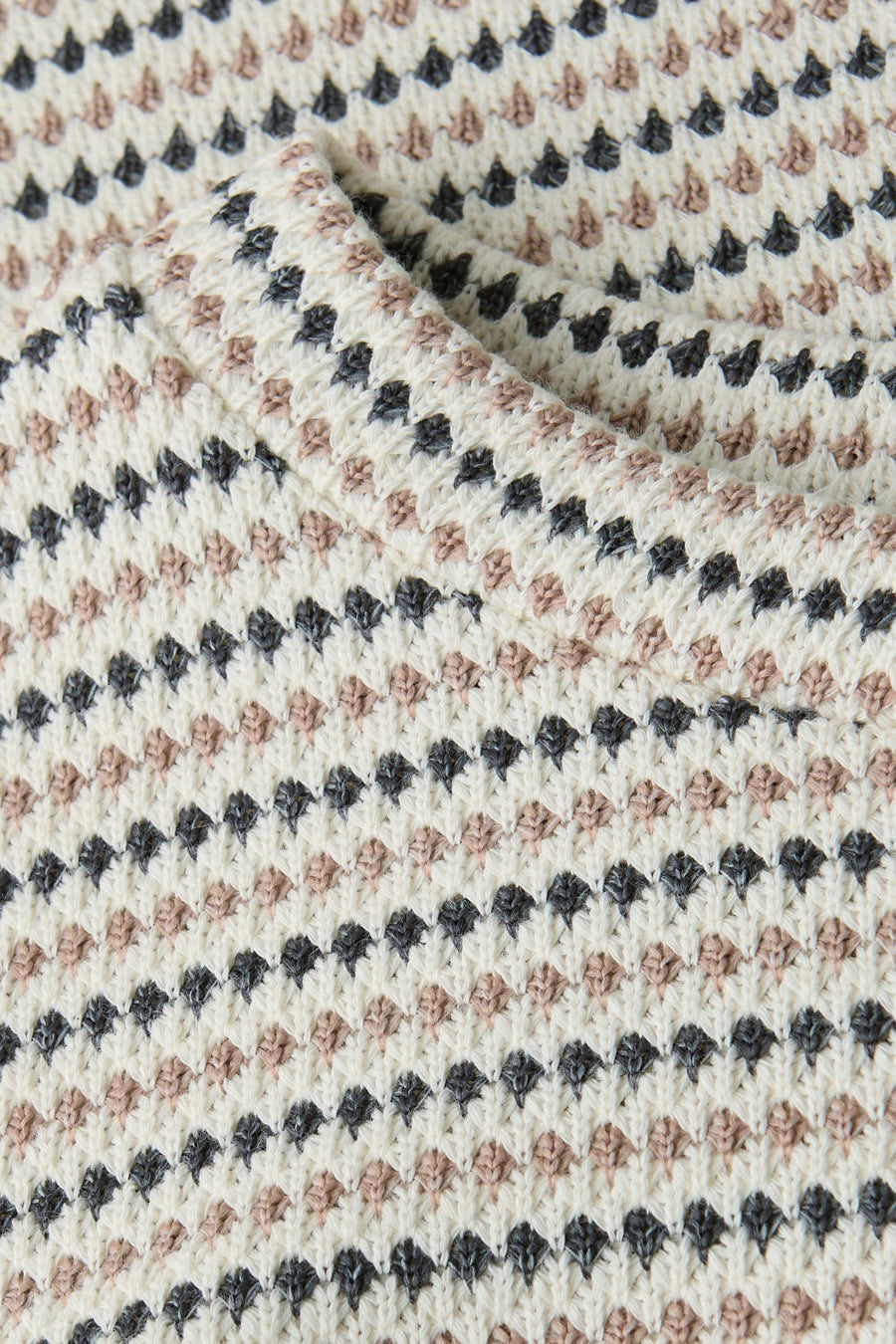 Multikleuren T-shirt met lange mouwen van STREET ONE, ruitpatroon in beige, zwart en wit.