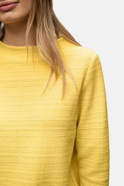 Gele T-shirt met lange mouwen van STREET ONE, met een wafelstructuur en een ronde hals.