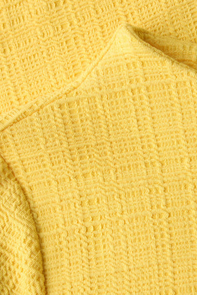 T-shirt à manches longues jaune de STREET ONE, texture gaufrée.