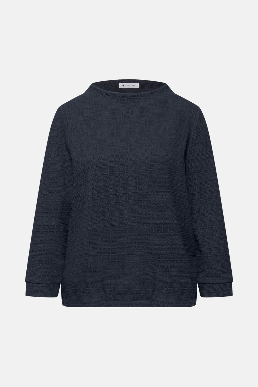 Blauwe T-shirt met lange mouwen van Street One, met een subtiele wafelstructuur.