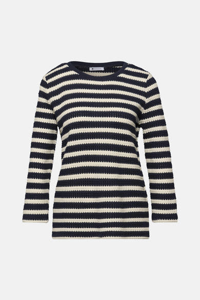 Multikleur gestreept T-shirt met lange mouwen van Street One met een mesh-structuur.