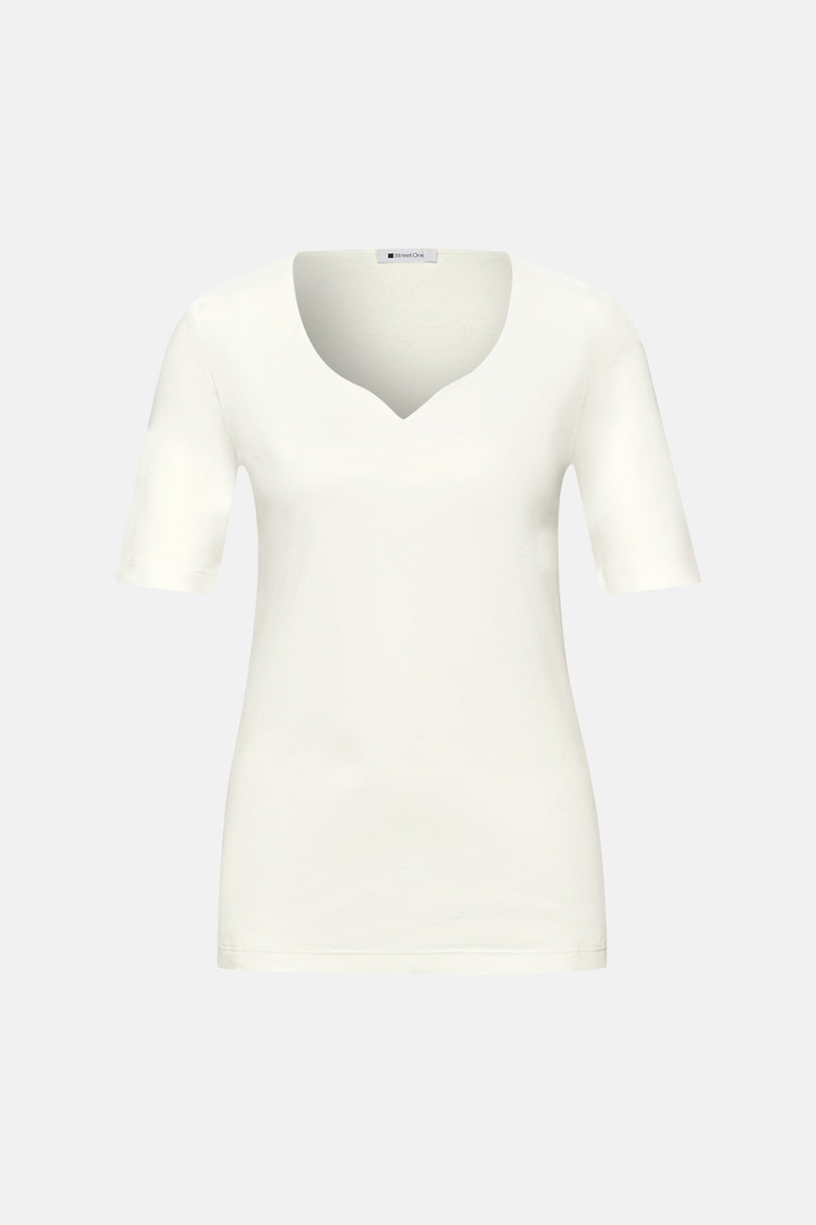 Wit T-shirt met korte mouwen van STREET ONE, met V-hals.