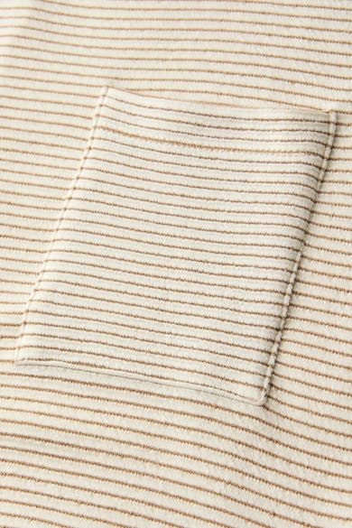 Beige gestreept T-shirt van Street One met een opgestikte borstzak.