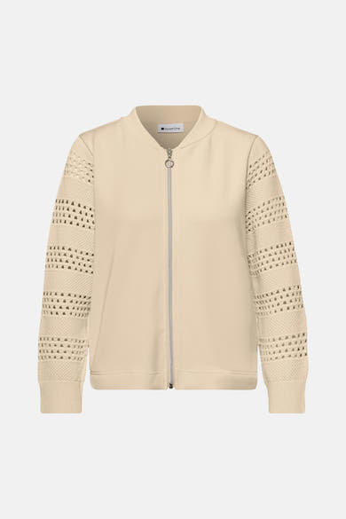 Gilet beige de Street One, manches longues ajourées avec motif en maille.