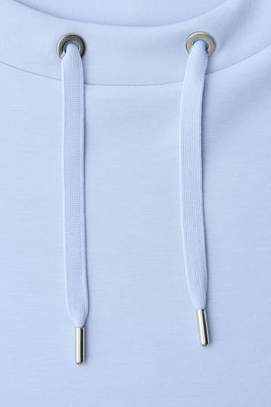 Blauwe sweater van STREET ONE, met trekkoorden en metalen oogjes.