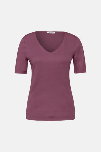 Effortloos roze T-shirt met korte mouwen van STREET ONE met V-hals.