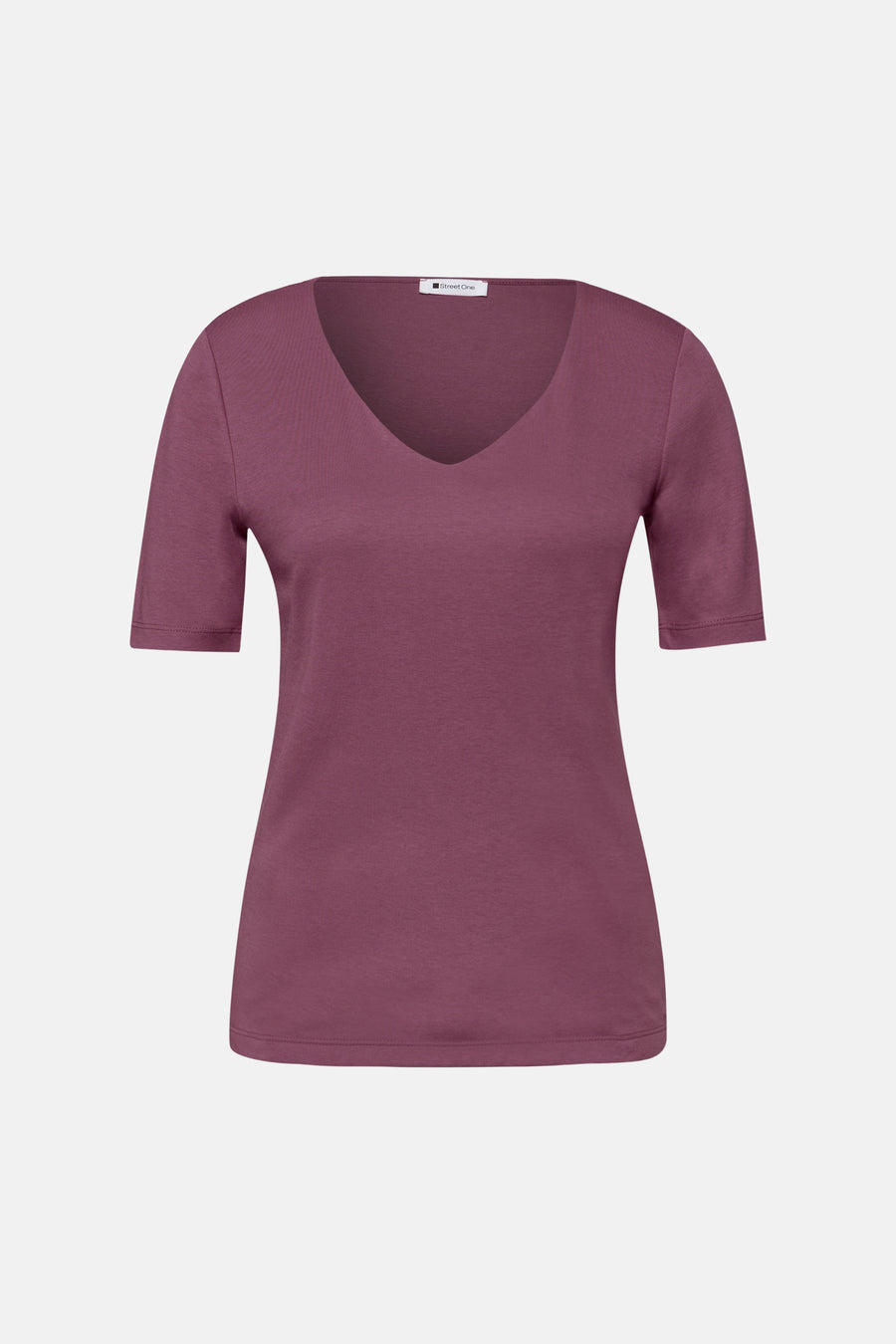 Effortloos roze T-shirt met korte mouwen van STREET ONE met V-hals.