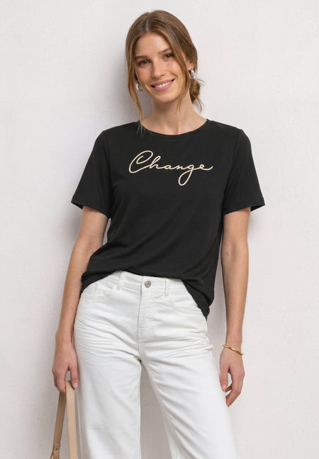 Top uni manches courtes noir - STREET ONE