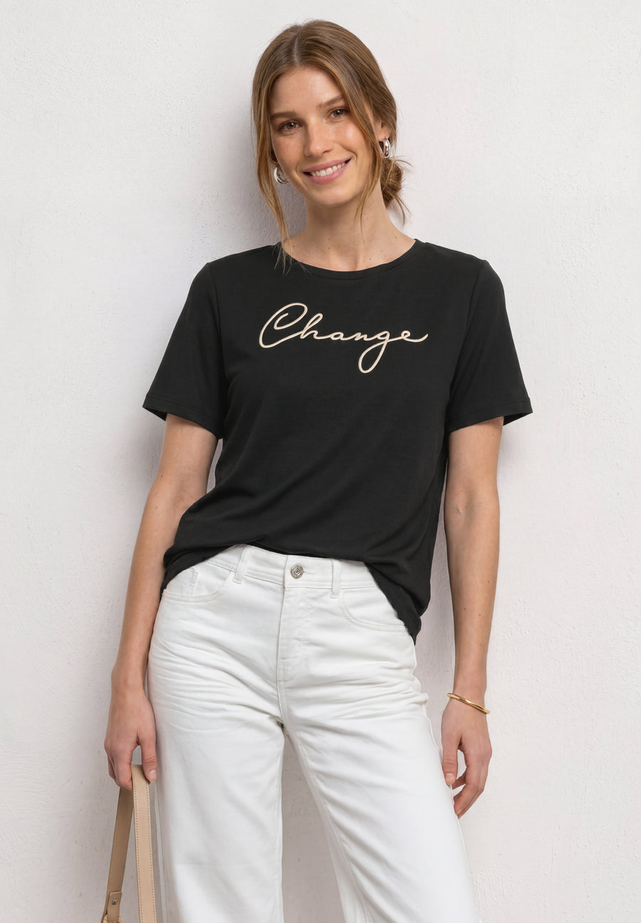 Top uni manches courtes noir - STREET ONE