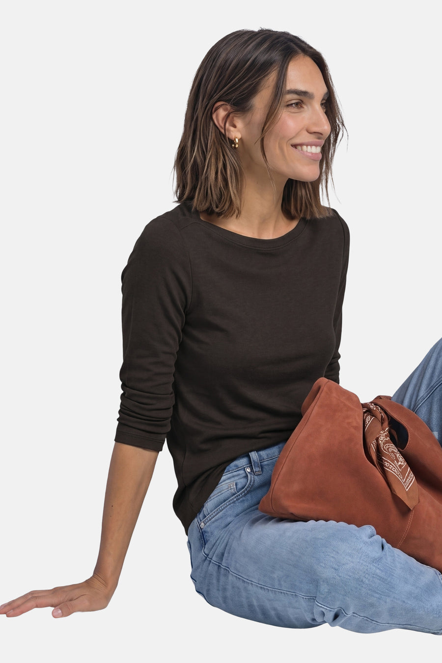 Top uni manches longues brun - STREET ONE