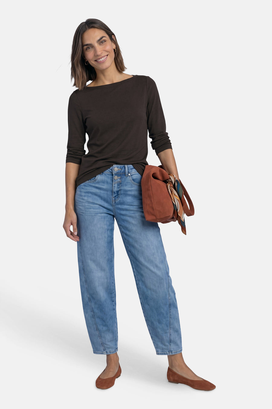 Top uni manches longues brun - STREET ONE
