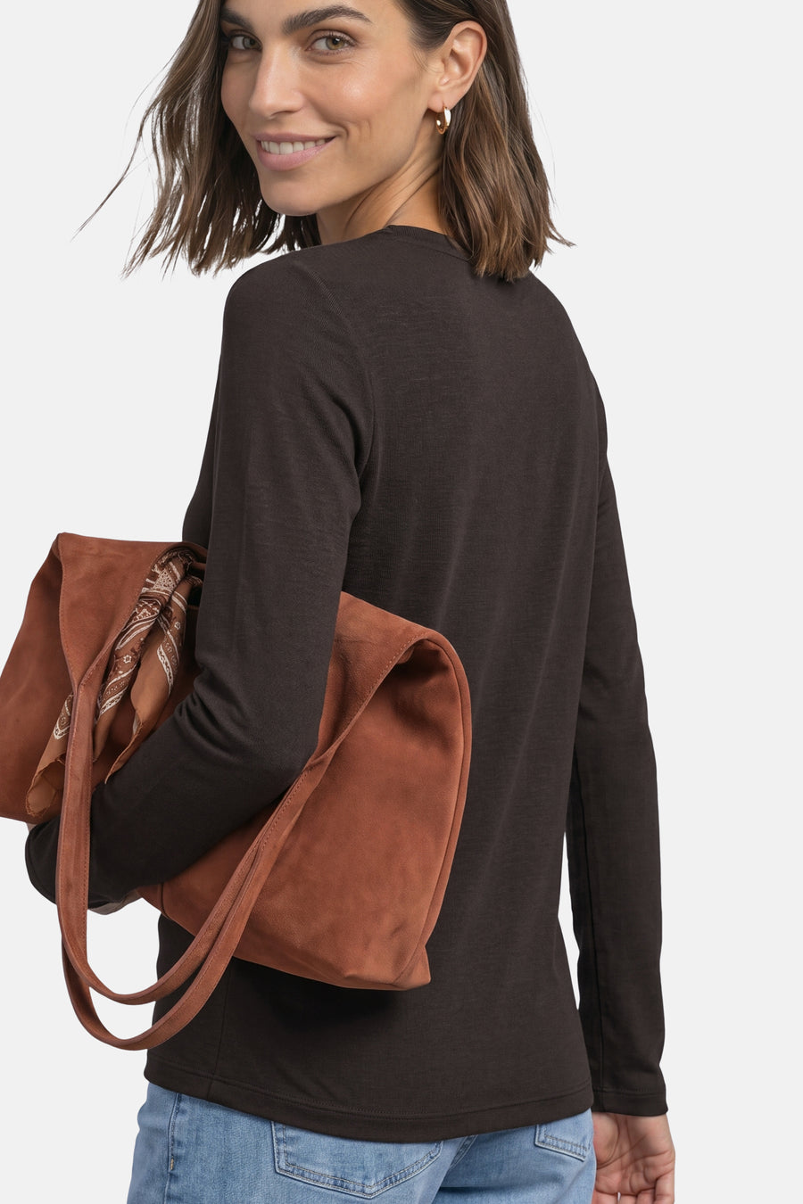Top uni manches longues brun - STREET ONE