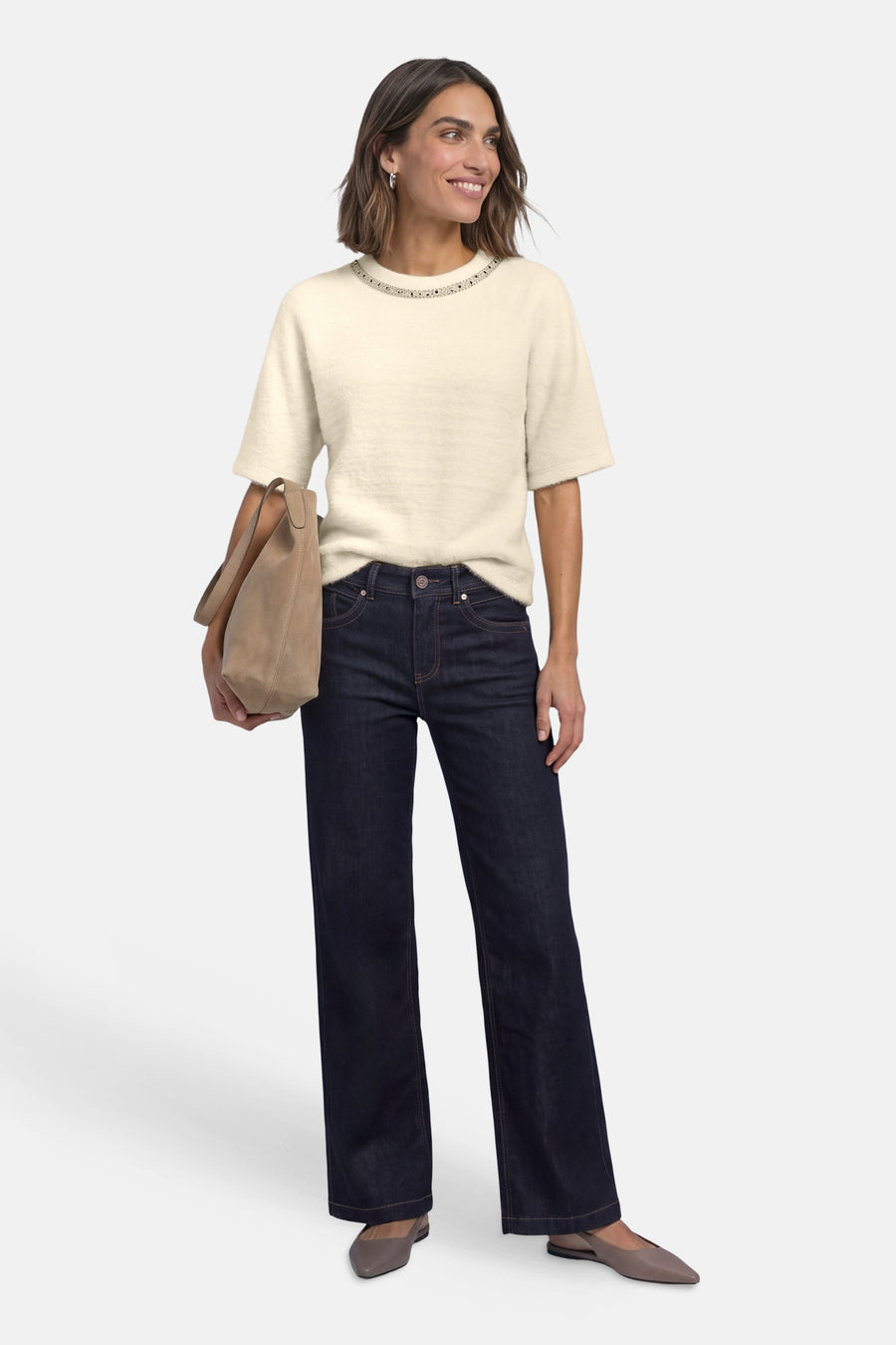 Pull col rond beige - STREET ONE