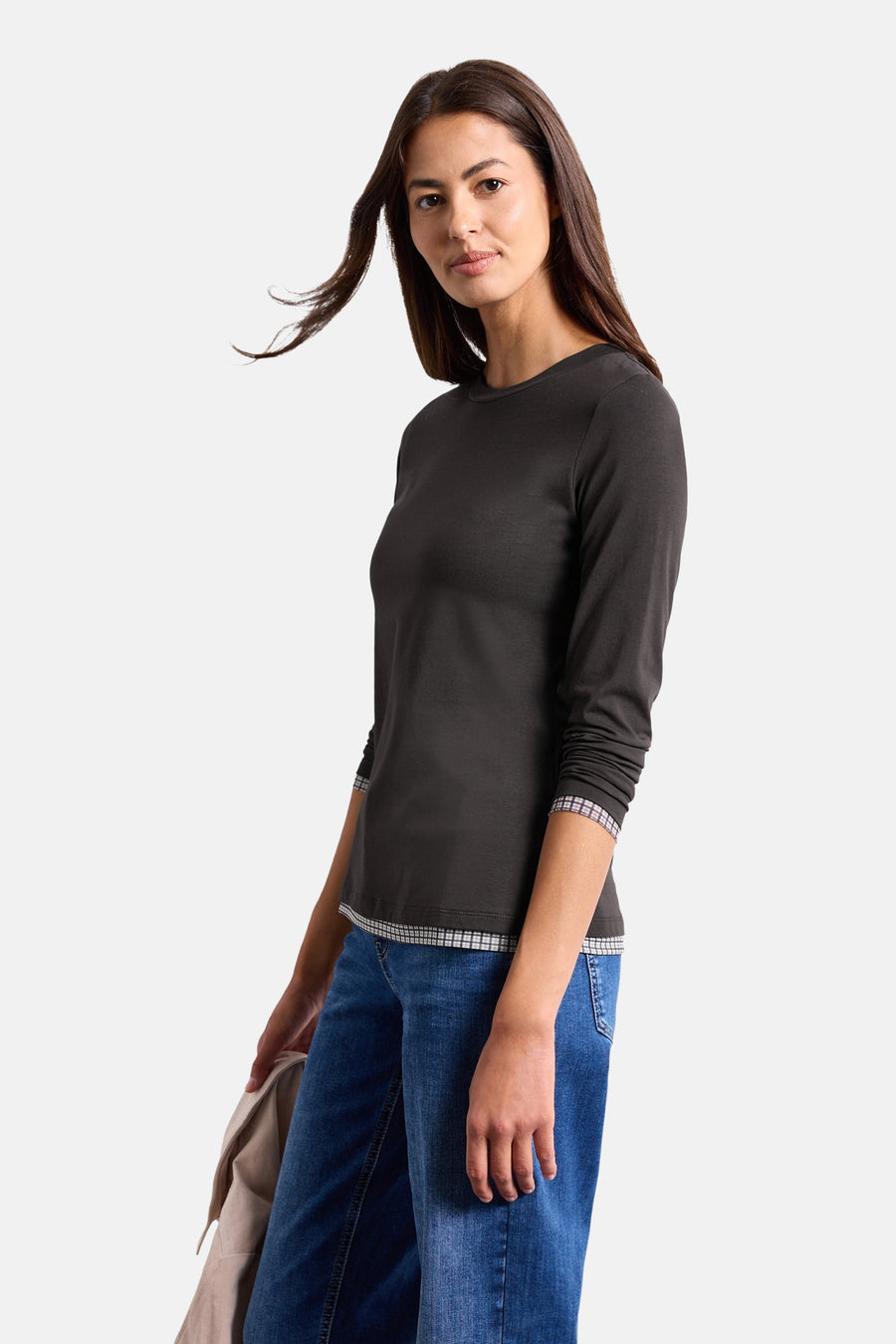 Top uni manches longues brun - STREET ONE