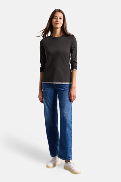 Top uni manches longues brun - STREET ONE