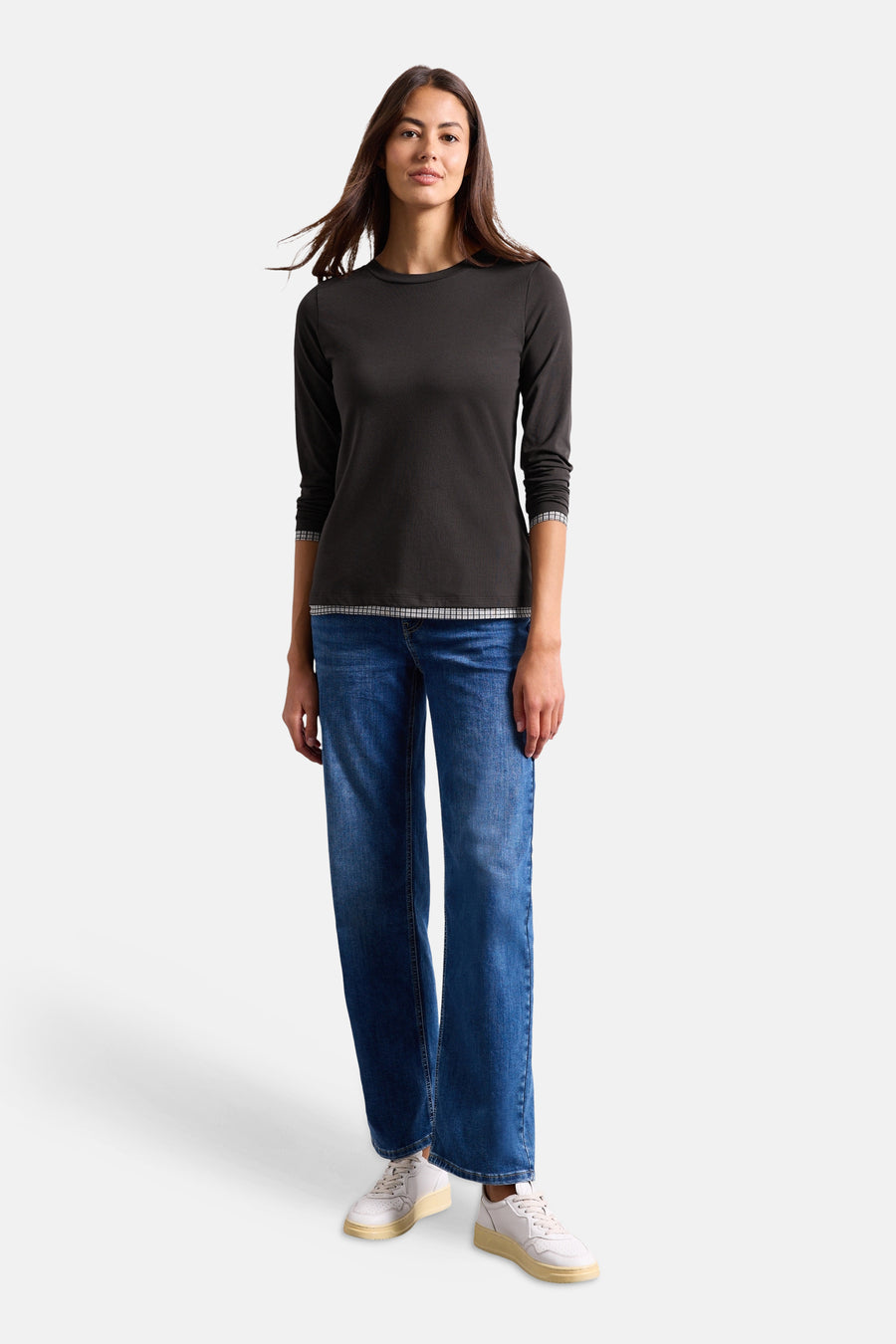 Top uni manches longues brun - STREET ONE
