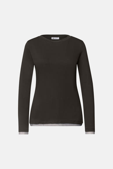 Top uni manches longues brun - STREET ONE