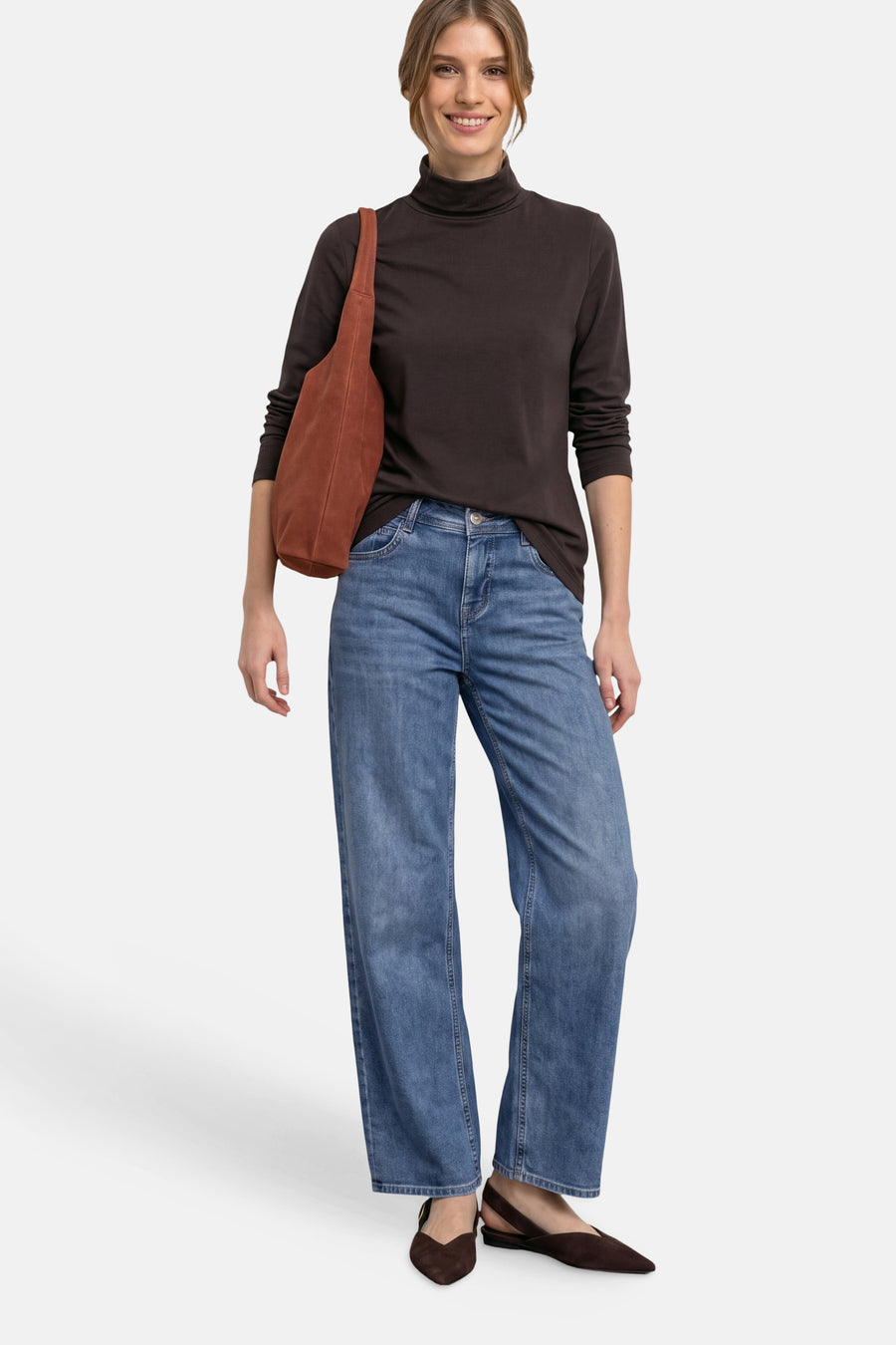 Top uni manches longues brun - STREET ONE