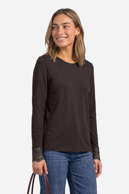 Top uni manches longues brun - STREET ONE