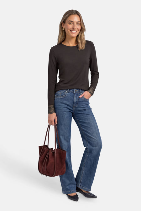 Top uni manches longues brun - STREET ONE