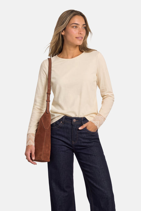 Top uni manches longues beige - STREET ONE