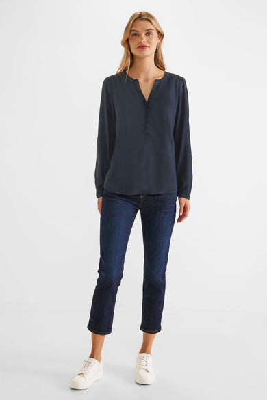 Blouse &agrave; manches longues - bleu
