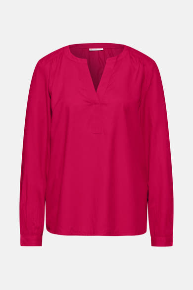 Roze blouse met lange mouwen van Street One, met een V-hals en geplooide details.