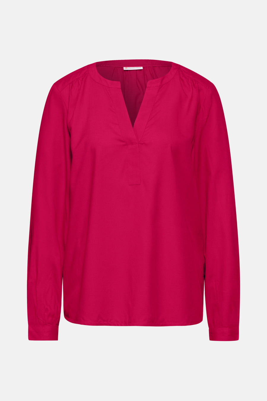 Roze blouse met lange mouwen van Street One, met een V-hals en geplooide details.