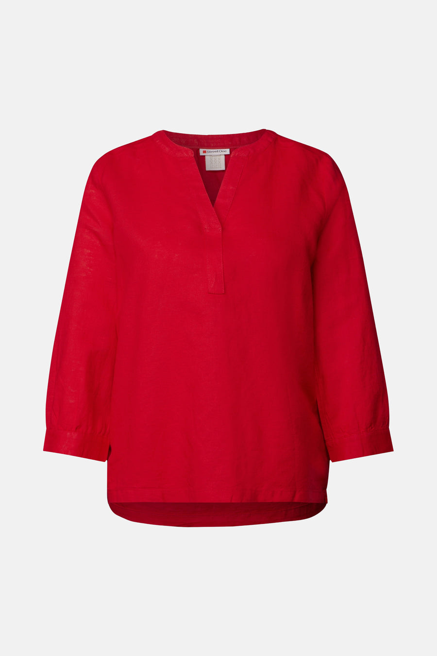 Blouse rouge à manches longues de STREET ONE, coupe décontractée et tissu texturé.