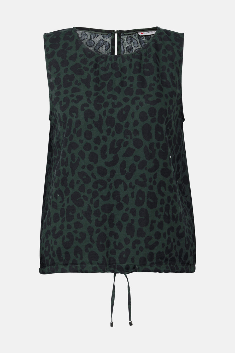 Mouwloos groen overhemd met luipaardprint van Street One met trekkoord.