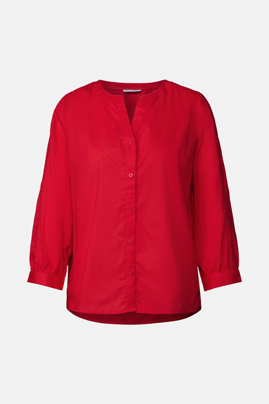 Rood overhemd met lange mouwen van STREET ONE, met uitgesneden details op de mouwen en een knoopsluiting.