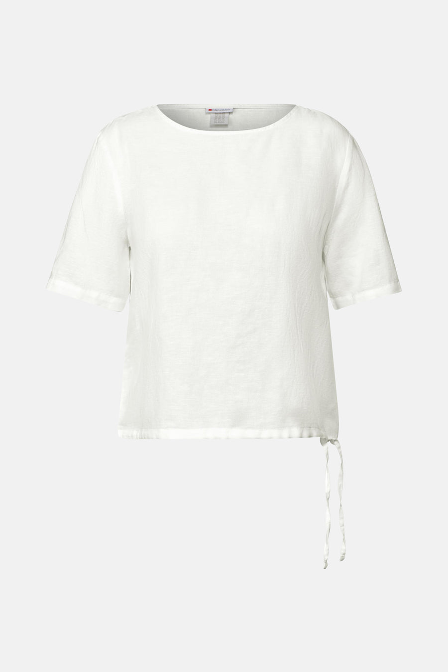 Wit blouse met korte mouwen van Street One, met trekkoord aan de zijkant.