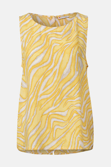 Top sans manches écru de Street One avec un motif ondulé jaune.