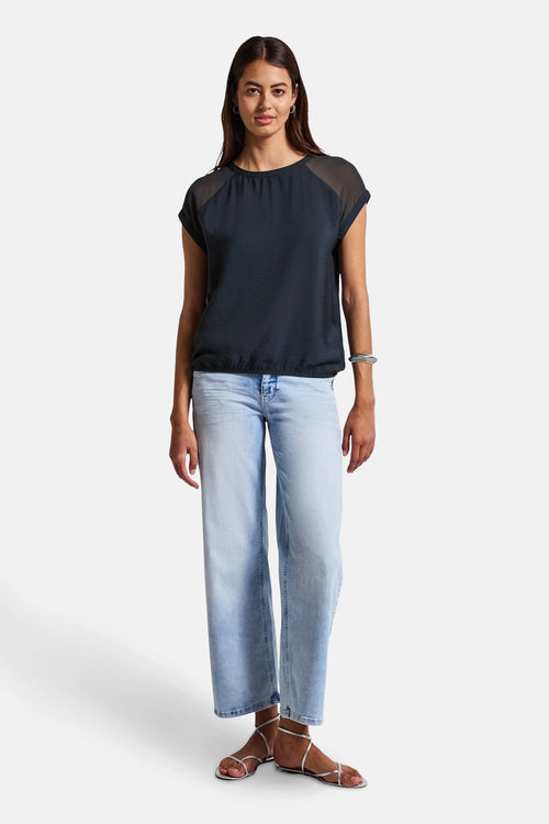 Blouse (korte mouwen) blauw - STREET ONE