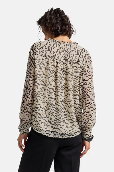 Multikleurig overhemd met lange mouwen van Street One, met abstract patroon en smockmanchetten.